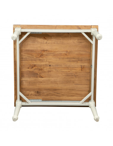 Tavolo allungabile a libro Country in legno massello di tiglio struttura bianca anticata piano naturale 120x120x80 Made in Italy Tavolo allungabile a libro Country in legno massello di tiglio struttura bianca anticata piano naturale 120x120x80 Made in Italy