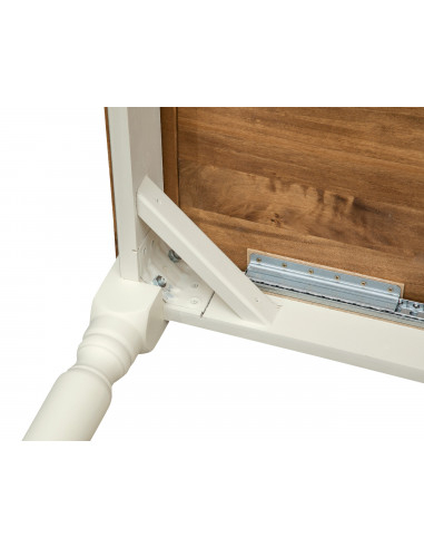 Tavolo allungabile a libro Country in legno massello di tiglio struttura bianca anticata piano naturale 120x120x80 Made in Italy Tavolo allungabile a libro Country in legno massello di tiglio struttura bianca anticata piano naturale 120x120x80 Made in Italy