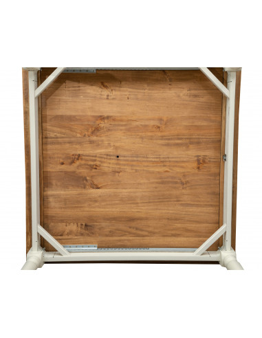 Tavolo allungabile a libro Country in legno massello di tiglio struttura bianca anticata piano naturale 120x120x80 Made in Italy Tavolo allungabile a libro Country in legno massello di tiglio struttura bianca anticata piano naturale 120x120x80 Made in Italy