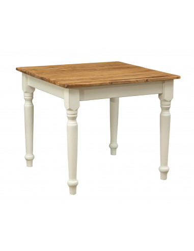 Fixed square table in two-colored solid wood. Crafted, made in Italy