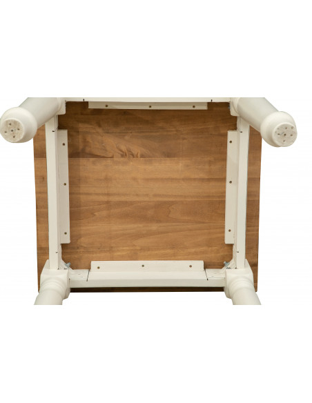 Tavolo Country  in legno massello di tiglio struttura bianca anticata piano naturale 70x70x78 cm. Made in Italy