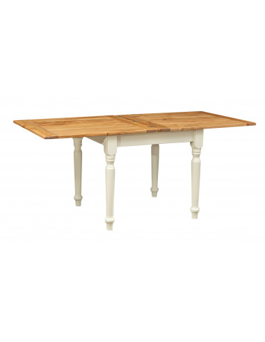 Tavolo Country allungabile in legno massello di tiglio struttura bianca anticata piano naturale L90xPR90xH80 cm. Made in Italy Tavolo Country allungabile in legno massello di tiglio struttura bianca anticata piano naturale L90xPR90xH80 cm. Made in Italy
