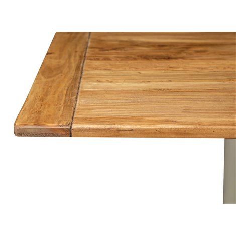 Tavolo Country allungabile in legno massello di tiglio struttura bianca anticata piano naturale L90xPR90xH80 cm. Made in Italy Tavolo Country allungabile in legno massello di tiglio struttura bianca anticata piano naturale L90xPR90xH80 cm. Made in Italy