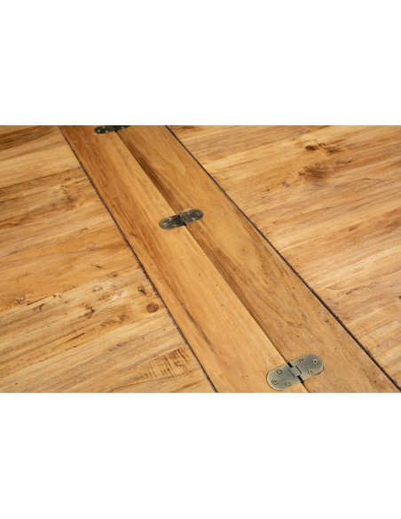 Mesa Country extensível em madeira maciça de cal, estrutura branca antiga, tampo natural L90xDP90xA80 cm. Feito na Itália