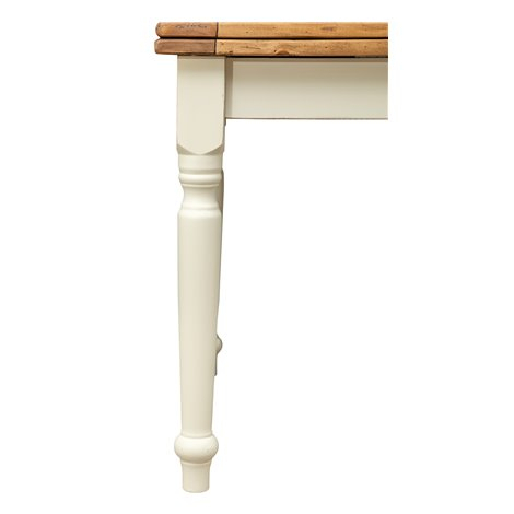 Mesa Country extensível em madeira maciça de cal, estrutura branca antiga, tampo natural L90xDP90xA80 cm. Feito na Itália Mesa Country extensível em madeira maciça de cal, estrutura branca antiga, tampo natural L90xDP90xA80 cm. Feito na Itália
