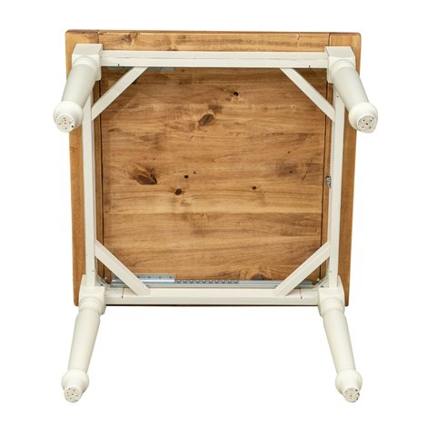 Tavolo Country allungabile in legno massello di tiglio struttura bianca anticata piano naturale L90xPR90xH80 cm. Made in Italy Tavolo Country allungabile in legno massello di tiglio struttura bianca anticata piano naturale L90xPR90xH80 cm. Made in Italy