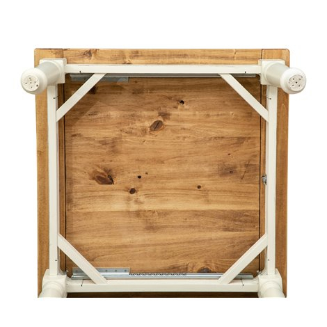 Tavolo Country allungabile in legno massello di tiglio struttura bianca anticata piano naturale L90xPR90xH80 cm. Made in Italy Tavolo Country allungabile in legno massello di tiglio struttura bianca anticata piano naturale L90xPR90xH80 cm. Made in Italy