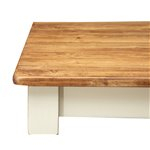 Table non extensible champêtre en bois massif de tilleul avec structure antique blanche et plateau en finition naturelle L80xPR8