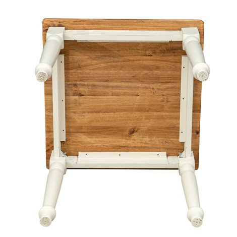 Tavolo fisso Country in legno massello di tiglio struttura bianca anticata piano naturale L80xPR80xH78 cm. Made in Italy Tavolo fisso Country in legno massello di tiglio struttura bianca anticata piano naturale L80xPR80xH78 cm. Made in Italy