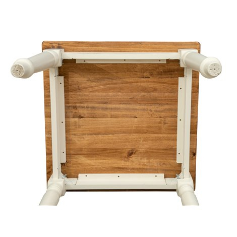 Tavolo fisso Country in legno massello di tiglio struttura bianca anticata piano finitura naturale 80x80x78 cm. Made in Italy Tavolo fisso Country in legno massello di tiglio struttura bianca anticata piano finitura naturale 80x80x78 cm. Made in Italy