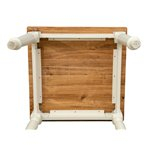 Mesa fixo de estilo Country de madera maciza de tilo armazón blanco envejecido acabado con efecto natural  80x80x78 cm 