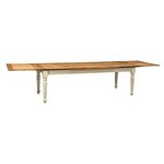 Mesa Country extensível em madeira maciça de cal, estrutura branca antiga, tampo natural L250xDP100xA80 cm. Feito na Itália