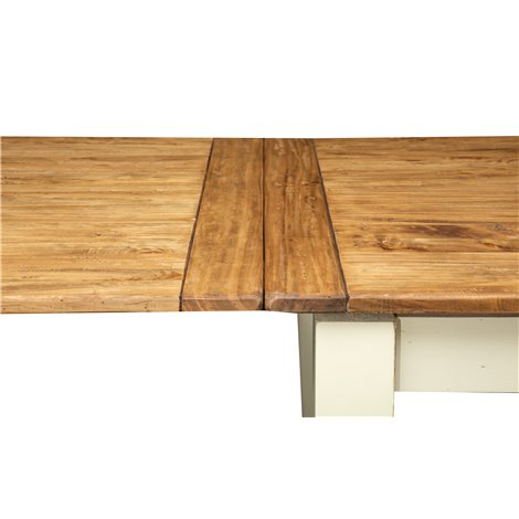 Mesa Country extensível em madeira maciça de cal, estrutura branca antiga, tampo natural L250xDP100xA80 cm. Feito na Itália Mesa Country extensível em madeira maciça de cal, estrutura branca antiga, tampo natural L250xDP100xA80 cm. Feito na Itália