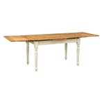 Country extendable table in natural white solid wood with open extensions. Made in Italy