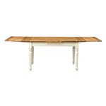 Country extendable table in solid white natural linden wood completely open. Made in Italy