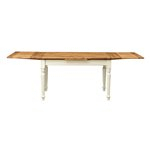 Tavolo allungabile Country in legno massello di tiglio bianco naturale completamente aperto. Made in Italy