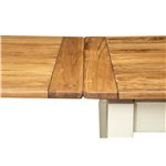 Country extending table in solid linden wood antiqued white structure natural top detail of the extension. Made in Italy