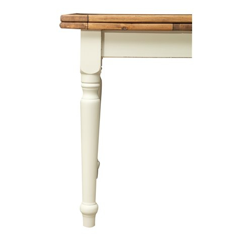 Tavolo allungabile Country in legno massello di tiglio bianco naturale: la gamba. Made in Italy Tavolo allungabile Country in legno massello di tiglio bianco naturale: la gamba. Made in Italy