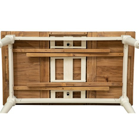 Mesa extensible de campo en madera maciza de tilo antiguo estructura blanca natural top natural. Hecho en italia Mesa extensible de campo en madera maciza de tilo antiguo estructura blanca natural top natural. Hecho en italia