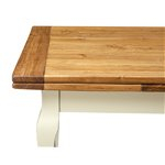 Mesa extensível country em madeira maciça de tília, estrutura branca antiga, tampo natural L140xDP80xA80 cm. Feito na Itália