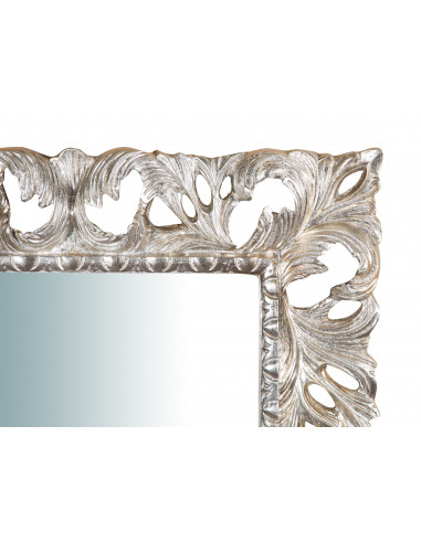 SPECCHIERA DA PARETE IN LEGNO FINITURA FOGLIA ARGENTO L82XPR6XH101 CM. MADE IN ITALY SPECCHIERA DA PARETE IN LEGNO FINITURA FOGLIA ARGENTO L82XPR6XH101 CM. MADE IN ITALY