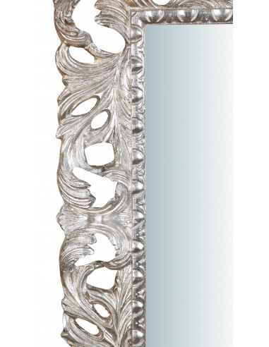 SPECCHIERA DA PARETE IN LEGNO FINITURA FOGLIA ARGENTO L82XPR6XH101 CM. MADE IN ITALY SPECCHIERA DA PARETE IN LEGNO FINITURA FOGLIA ARGENTO L82XPR6XH101 CM. MADE IN ITALY