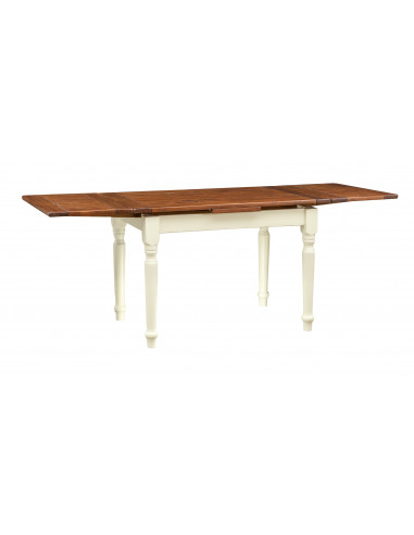 Tavolo Country allungabile in legno massello di tiglio struttura bianca anticata piano noce 120x80x80 cm. Made in Italy Tavolo Country allungabile in legno massello di tiglio struttura bianca anticata piano noce 120x80x80 cm. Made in Italy