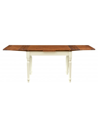 Tavolo Country allungabile in legno massello di tiglio struttura bianca anticata piano noce 120x80x80 cm. Made in Italy Tavolo Country allungabile in legno massello di tiglio struttura bianca anticata piano noce 120x80x80 cm. Made in Italy