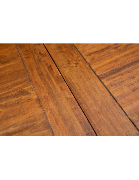 Mesa Country extensível em madeira maciça de tília com estrutura branca antiga e tampo em nogueira 120x80x80 cm. Feito na Itália