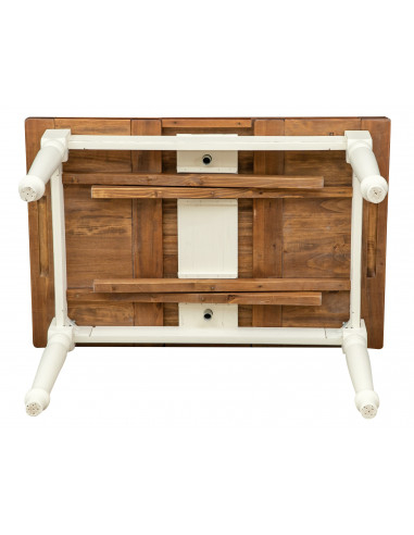 Tavolo Country allungabile in legno massello di tiglio struttura bianca anticata piano noce 120x80x80 cm. Made in Italy Tavolo Country allungabile in legno massello di tiglio struttura bianca anticata piano noce 120x80x80 cm. Made in Italy