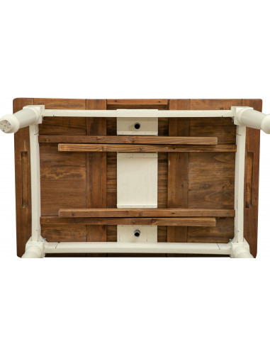 Tavolo Country allungabile in legno massello di tiglio struttura bianca anticata piano noce 120x80x80 cm. Made in Italy Tavolo Country allungabile in legno massello di tiglio struttura bianca anticata piano noce 120x80x80 cm. Made in Italy