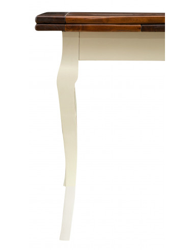 Tavolo Country allungabile in legno massello di tiglio struttura bianca anticata piano noce L120xPR80xH80  cm. Made in Italy Tavolo Country allungabile in legno massello di tiglio struttura bianca anticata piano noce L120xPR80xH80  cm. Made in Italy