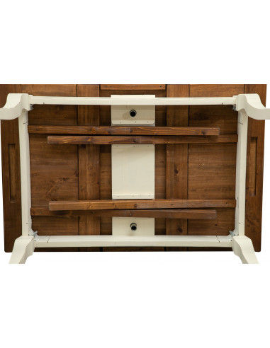 Tabela extensível do país em madeira sólida estrutura de azulejos branco antique noz superior L120xPR80xH80 cm. Feito em Itália Tabela extensível do país em madeira sólida estrutura de azulejos branco antique noz superior L120xPR80xH80 cm. Feito em Itália