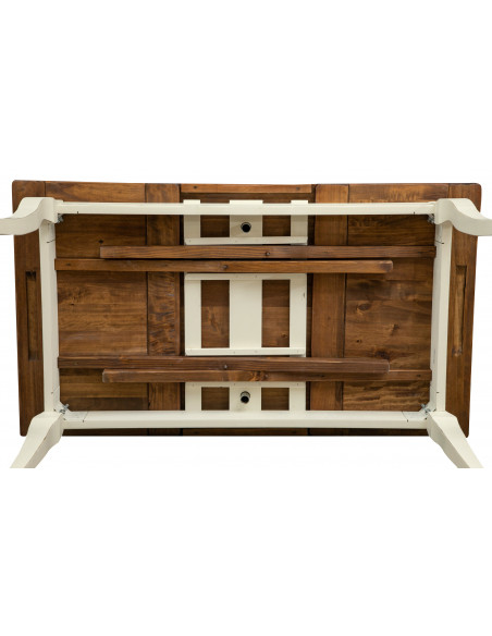 Tavolo allungabile Country in legno massello di tiglio struttura bianca anticata piano noce L140xPR80xH80 cm. Made in Italy