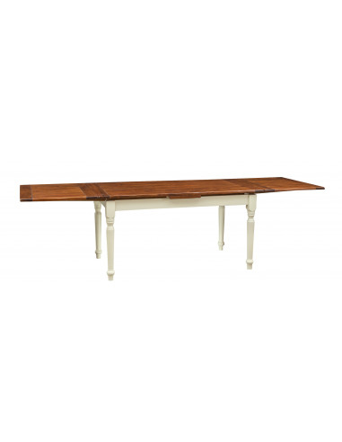 Table à rallonge Made in Italy en bois massif bicolore, complètement ouverte Table à rallonge Made in Italy en bois massif bicolore, complètement ouverte