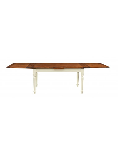 Extensible table Made in Italy in two-colored solid wood, view with open extensions Extensible table Made in Italy in two-colored solid wood, view with open extensions