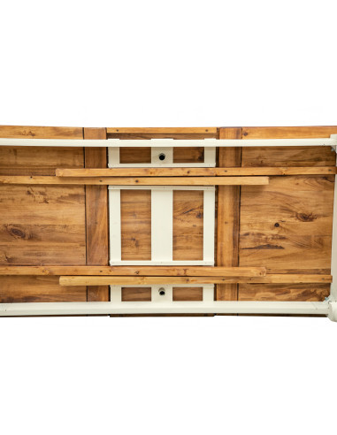 Tavolo allungabile Country in legno massello di tiglio struttura bianca anticata piano noce 180x90x80 cm. Made in Italy Tavolo allungabile Country in legno massello di tiglio struttura bianca anticata piano noce 180x90x80 cm. Made in Italy