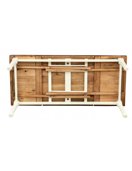 Tavolo Country allungabile in legno massello di tiglio struttura bianca anticata piano noce L200xPR90xH80 cm. Made in Italy