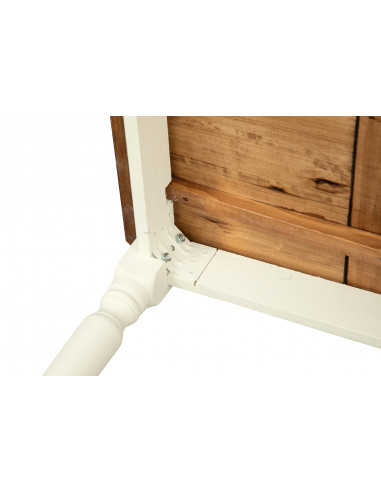 Tavolo Country allungabile in legno massello di tiglio struttura bianca anticata piano noce 200x90x80 cm. Made in Italy Tavolo Country allungabile in legno massello di tiglio struttura bianca anticata piano noce 200x90x80 cm. Made in Italy