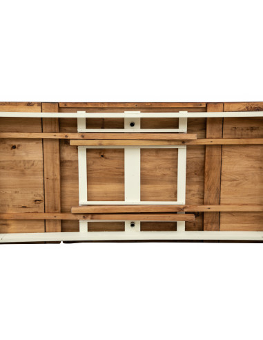 Tavolo Country allungabile in legno massello di tiglio struttura bianca anticata piano noce L200xPR90xH80 cm. Made in Italy Tavolo Country allungabile in legno massello di tiglio struttura bianca anticata piano noce L200xPR90xH80 cm. Made in Italy
