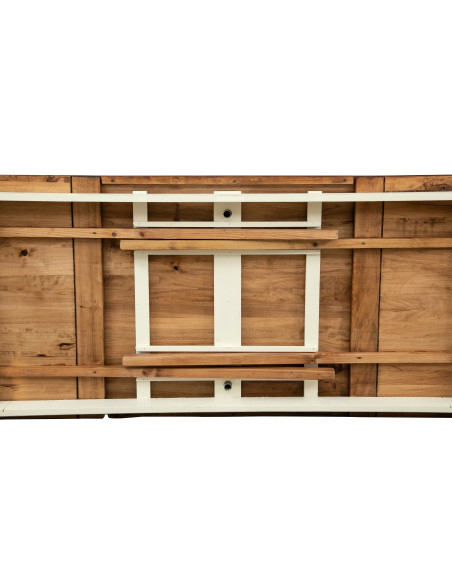 Tavolo Country allungabile in legno massello di tiglio struttura bianca anticata piano noce L200xPR90xH80 cm. Made in Italy