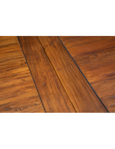 Mesa Country extensível em madeira maciça de tília com estrutura branca antiga e tampo em nogueira 250x100x80 cm. Feito na Itáli