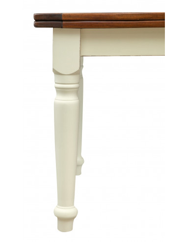 Mesa Country extensível em madeira maciça de tília com estrutura branca antiga e tampo em nogueira 250x100x80 cm. Feito na Itáli Mesa Country extensível em madeira maciça de tília com estrutura branca antiga e tampo em nogueira 250x100x80 cm. Feito na Itáli