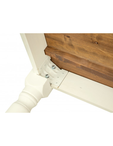 Mesa Country extensível em madeira maciça de tília com estrutura branca antiga e tampo em nogueira 250x100x80 cm. Feito na Itáli Mesa Country extensível em madeira maciça de tília com estrutura branca antiga e tampo em nogueira 250x100x80 cm. Feito na Itáli