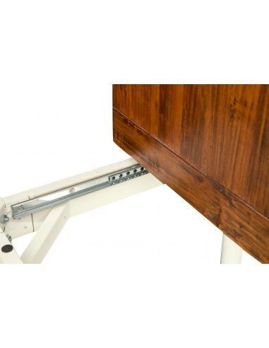 Mesa extensível country em madeira maciça de tília com estrutura branca antiga e tampo em nogueira 90x90x80 cm. Feito na Itália Mesa extensível country em madeira maciça de tília com estrutura branca antiga e tampo em nogueira 90x90x80 cm. Feito na Itália