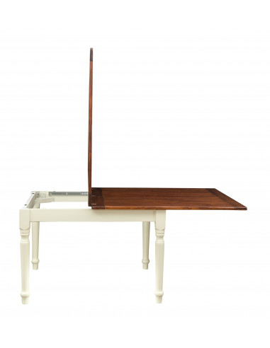 Mesa plegable extensible de campo de madera maciza. Vista con apertura parcial de la extensión. Hecho en italia Mesa plegable extensible de campo de madera maciza. Vista con apertura parcial de la extensión. Hecho en italia