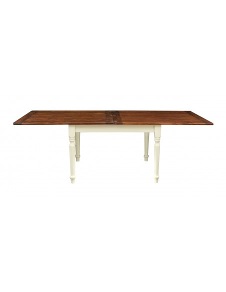 Country extensible folding table in solid wood. View with open extension. Made in Italy