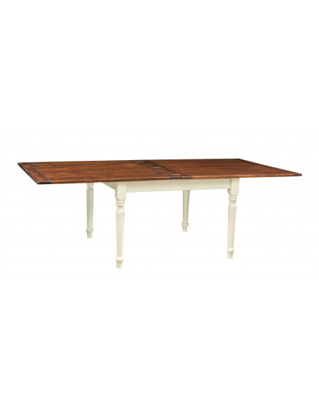 Country extensible folding table in solid wood. View completely open. Made in Italy