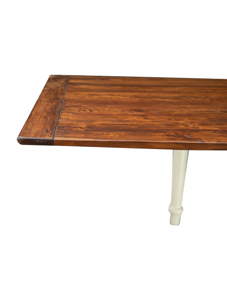 Country -style solid lime wood walnut top W120xDP120xH80 cm sized extensible table. Made in Italy