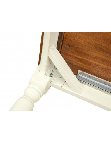 Tavolo allungabile a libro Country in legno massello di tiglio struttura bianca anticata piano noce 120x120x80 cm. Made in Italy Tavolo allungabile a libro Country in legno massello di tiglio struttura bianca anticata piano noce 120x120x80 cm. Made in Italy